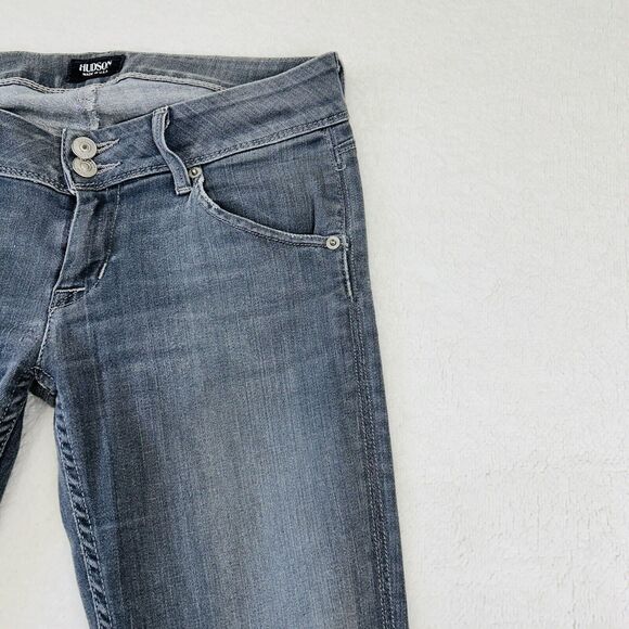 Hudson Skinny Jeans 25 Collin Rear Flap Gray Acid Wash Low Rise Button Fly - Picture 4 of 16